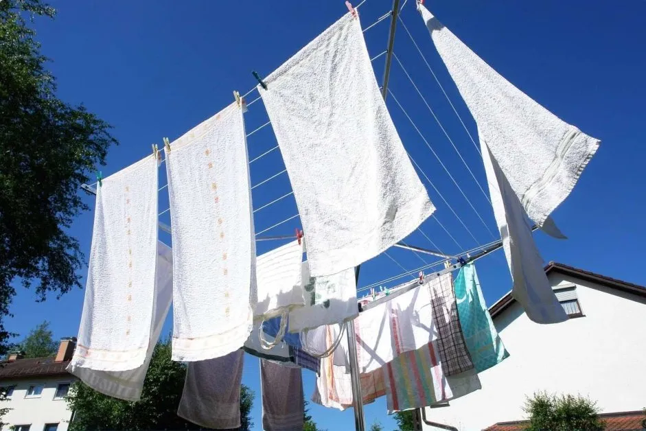 white clothes washed and dried