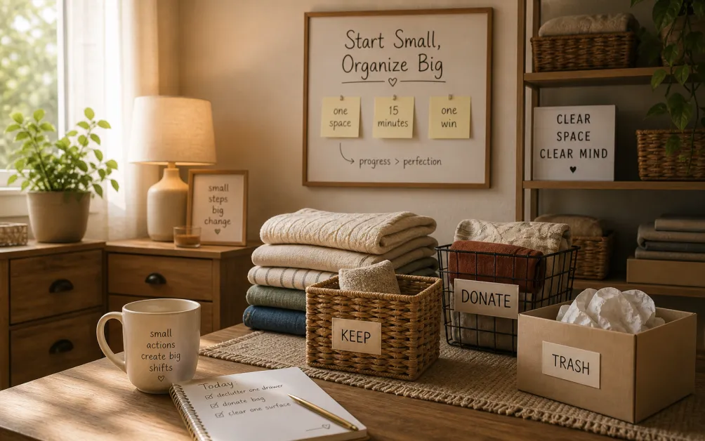 Start Small, Organize Big Decluttering Psychology