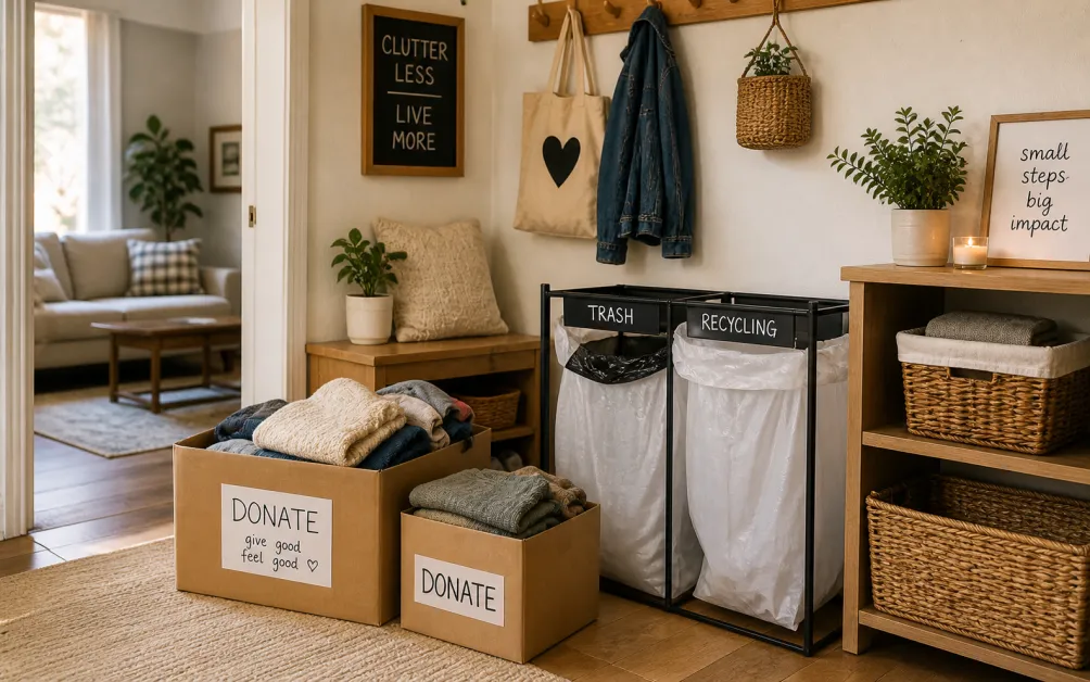 Declutter with Donation Boxes & Trash Bags